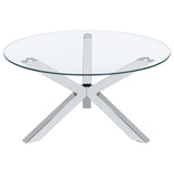 Kenzie 2-piece Round Coffee and End Table Set Chrome - 708128-S2