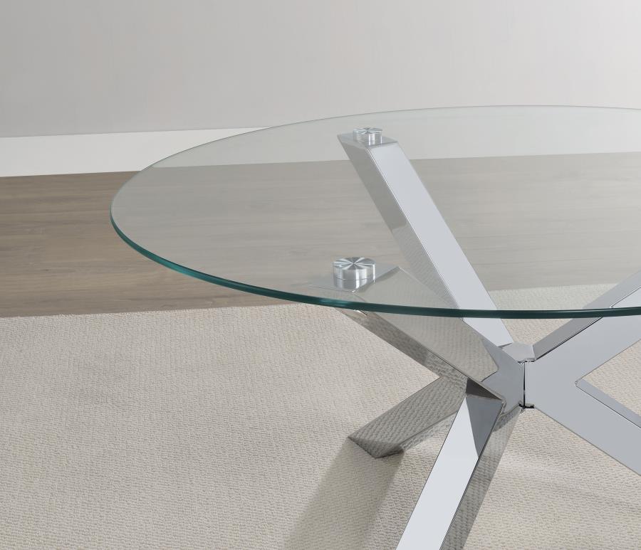 Kenzie 2-piece Round Coffee and End Table Set Chrome - 708128-S2