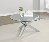 Kenzie Round Tempered Glass Top Cocktail Coffee Table Chrome - 708128
