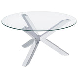 Kenzie Round Tempered Glass Top Cocktail Coffee Table Chrome - 708128