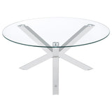 Kenzie Round Tempered Glass Top Cocktail Coffee Table Chrome - 708128