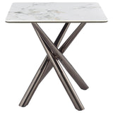 Carvell Square Sintered Stone End Side Table Mirage White - 708137