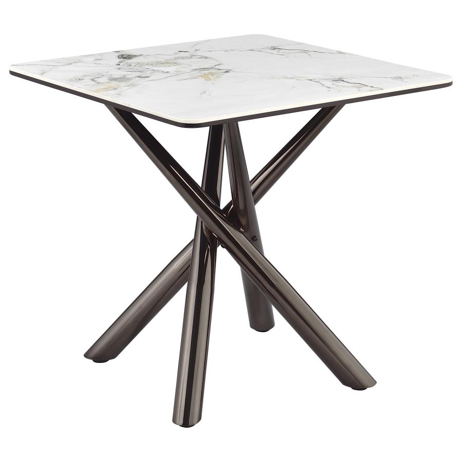 Carvell Square Sintered Stone End Side Table Mirage White - 708137