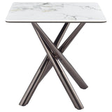 Carvell Square Sintered Stone End Side Table Mirage White - 708137