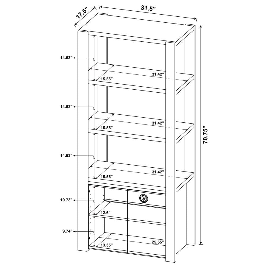 Laurelton 3-shelf Media Tower Tall Pier Cabinet Light Oak - 708224