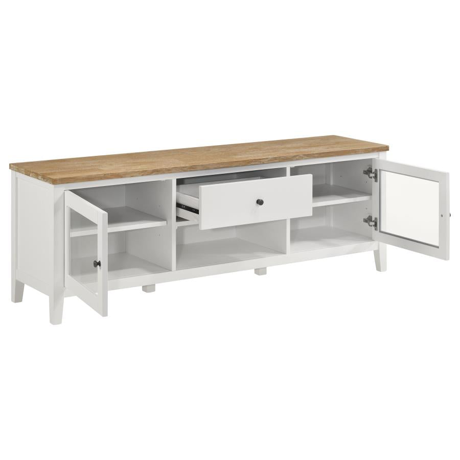 Hollis 2-door Wood 67-inch TV Stand with Drawer Brown and White - 708253