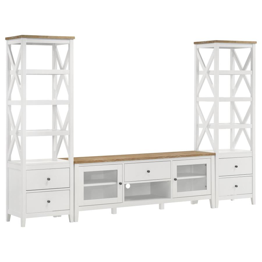Hollis 2-door Wood 67-inch TV Stand with Drawer Brown and White - 708253