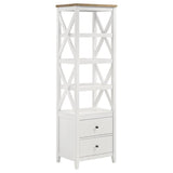 Hollis 4-shelf Wood Media Tower with Drawers Brown and White - 708254