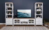 Hollis 4-shelf Wood Media Tower with Drawers Brown and White - 708254