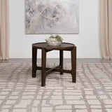 Cota Round Solid Wood End Table Dark Brown - 708287