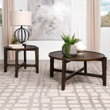 Cota Round Solid Wood End Table Dark Brown - 708287
