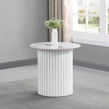 Rowena Round Sintered Stone End Table White Faux Marble - 708337