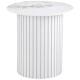 Rowena Round Sintered Stone End Table White Faux Marble - 708337