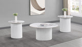 Rowena 3-piece Coffee and End Table Set White Faux Marble - 708338-S3