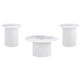 Rowena 3-piece Coffee and End Table Set White Faux Marble - 708338-S3