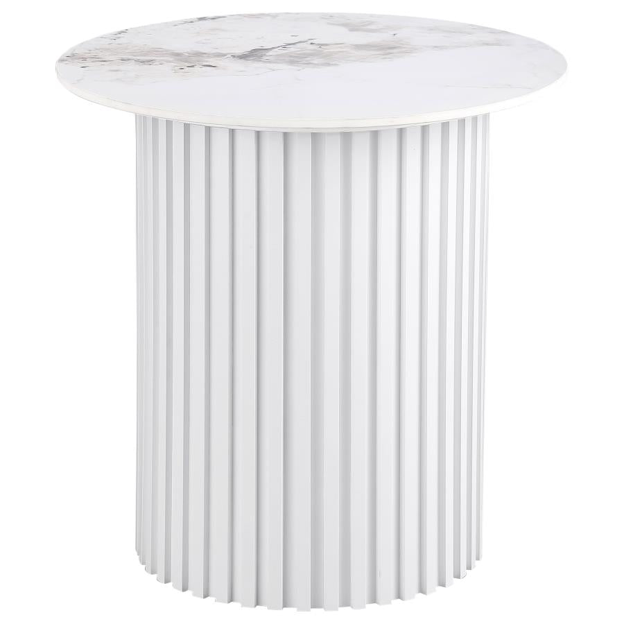 Rowena 3-piece Coffee and End Table Set White Faux Marble - 708338-S3