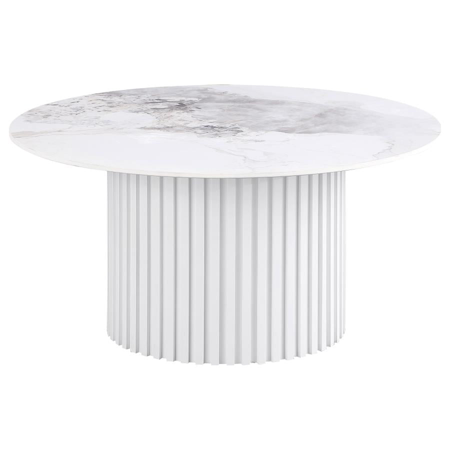 Rowena 3-piece Coffee and End Table Set White Faux Marble - 708338-S3