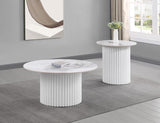 Rowena Round Sintered Stone Coffee Table White Faux Marble - 708338