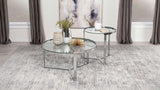 Delia 2-Piece Round Glass Top Nesting Coffee Table Chrome - 708400