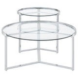Delia 2-Piece Round Glass Top Nesting Coffee Table Chrome - 708400