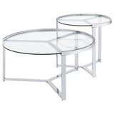 Delia 2-Piece Round Glass Top Nesting Coffee Table Chrome - 708400