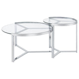 Delia 2-Piece Round Glass Top Nesting Coffee Table Chrome - 708400