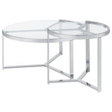 Delia 2-Piece Round Glass Top Nesting Coffee Table Chrome - 708400