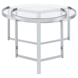 Delia 2-Piece Round Glass Top Nesting Coffee Table Chrome - 708400