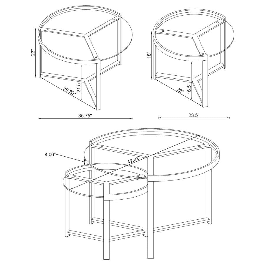 Delia 2-Piece Round Glass Top Nesting Coffee Table Chrome - 708400