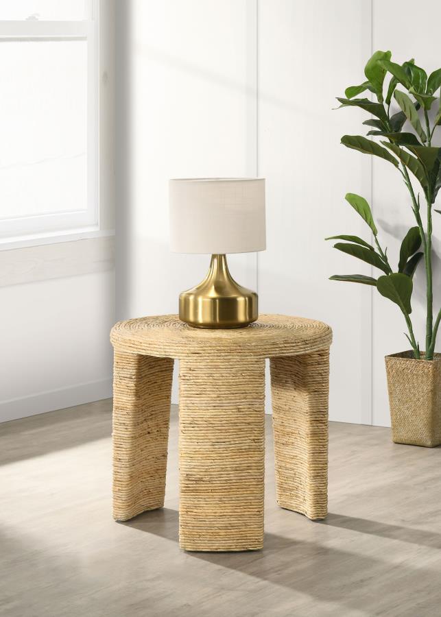 Artina Woven Rattan Round Side End Table Natural Brown - 708507