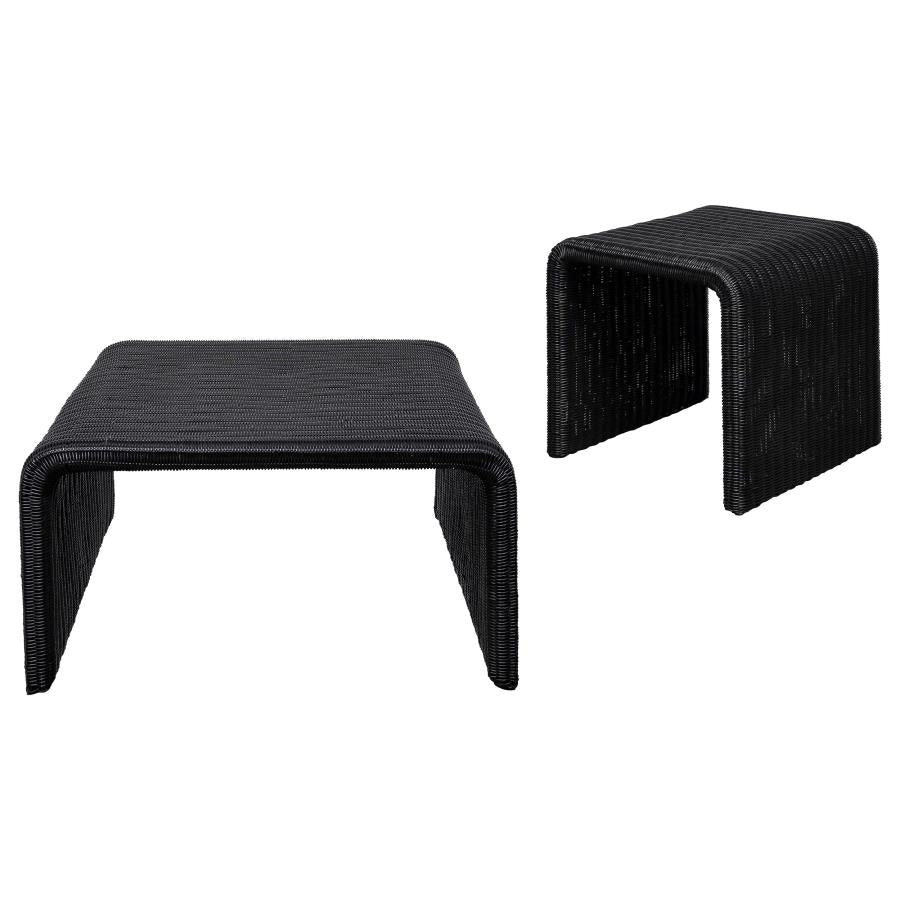 Cahya 2-piece Rattan Coffee and End Table Set Black - 708518-S2