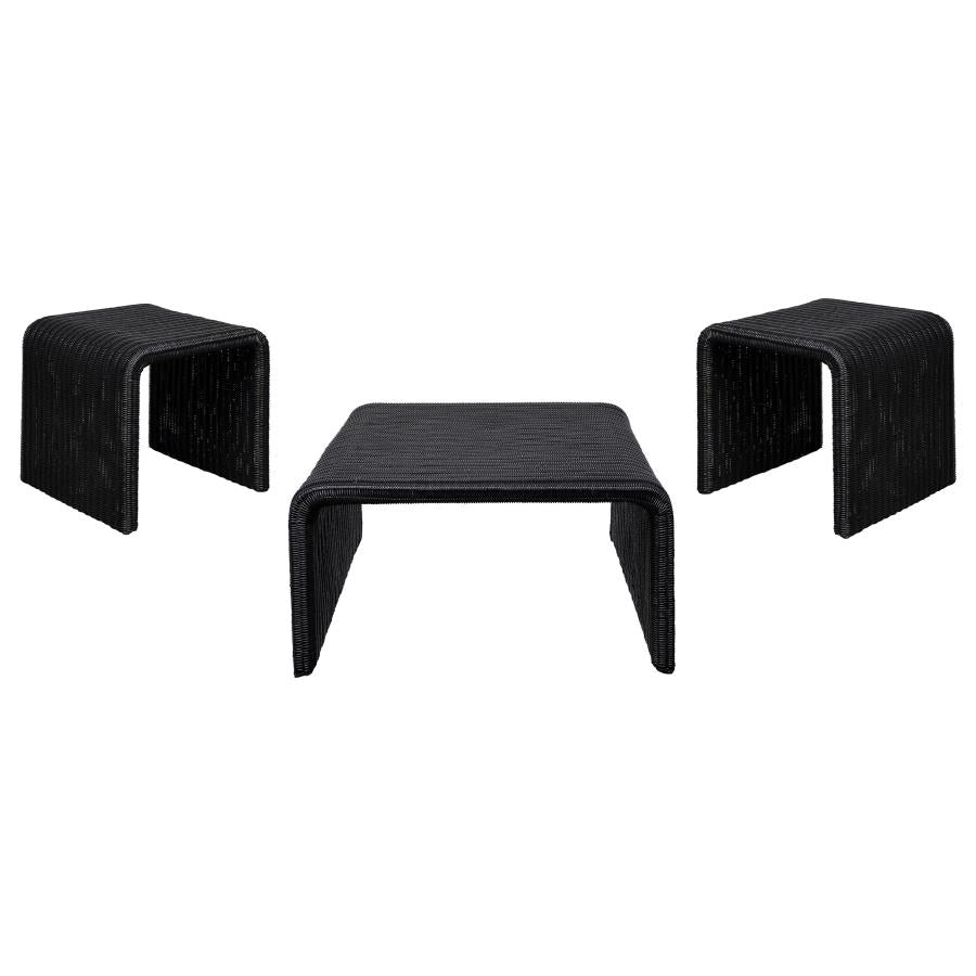 Cahya 3-piece Rattan Coffee and End Table Set Black - 708518-S3