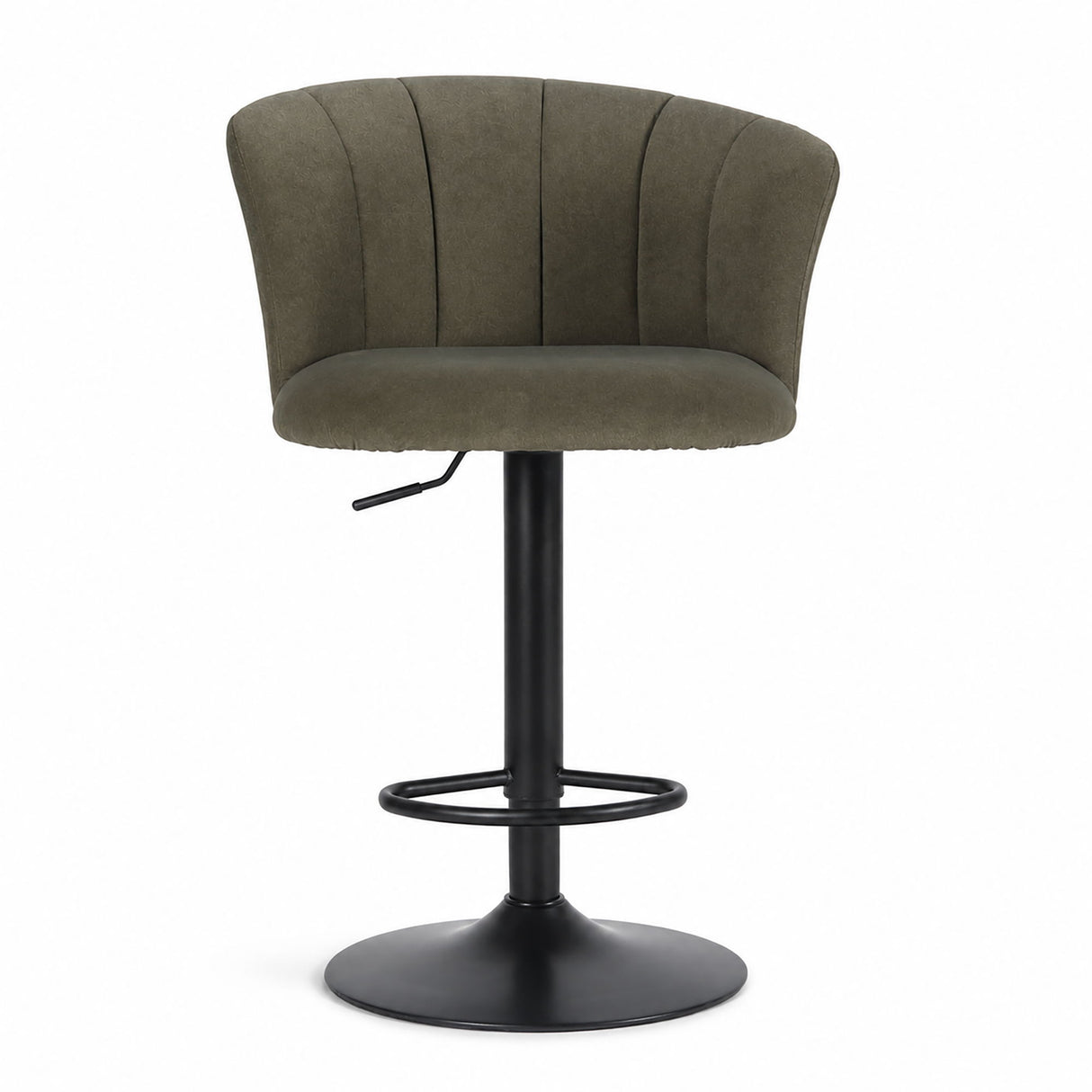 Swivel Bar Stool With Curved Upholstered Backrest And Footrest - Green