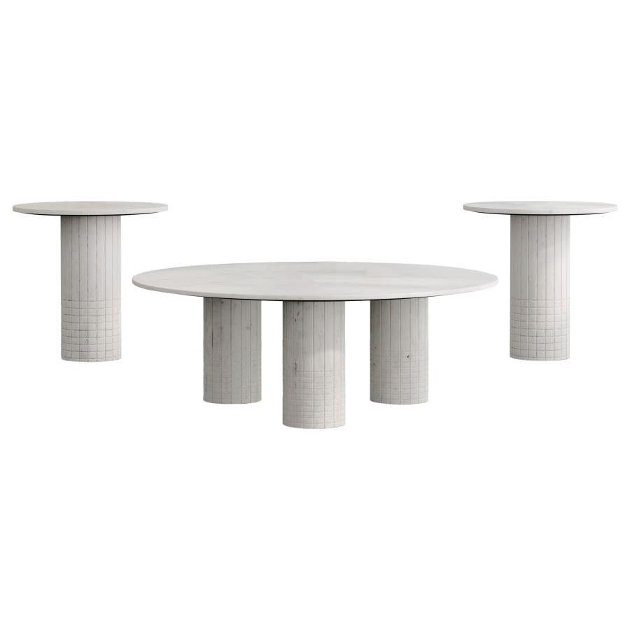 Astoria 3-piece Marble Coffee and End Table Set White - 709668-S3