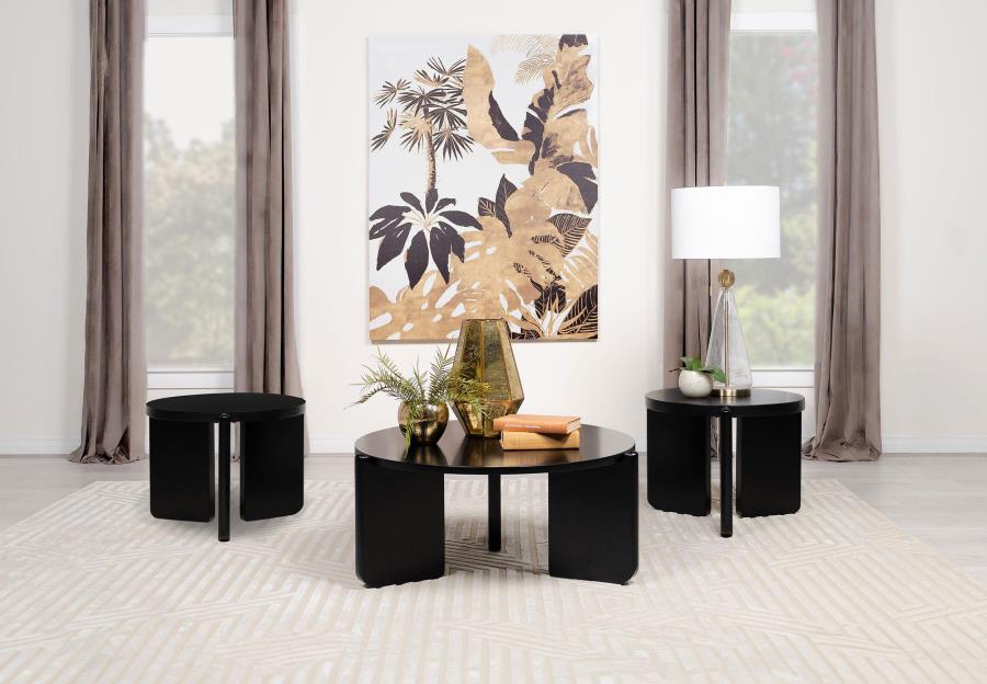 Cordova 3-piece Solid Wood Coffee and End Table Set Black - 709678-S3