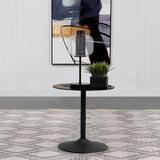 Ganso Round Metal End Table With Tempered Glass Top Black - 709687