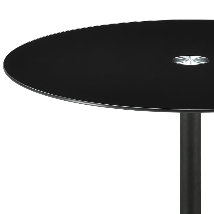 Ganso Round Metal End Table With Tempered Glass Top Black - 709687
