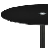 Ganso Round Metal End Table With Tempered Glass Top Black - 709687