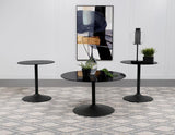 Ganso 3-piece Round Glass Top Coffee and End Table Set Black - 709688-S3