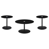 Ganso 3-piece Round Glass Top Coffee and End Table Set Black - 709688-S3