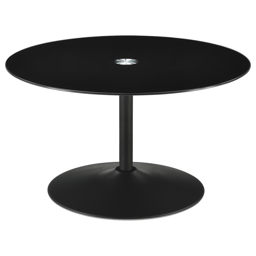 Ganso 3-piece Round Glass Top Coffee and End Table Set Black - 709688-S3