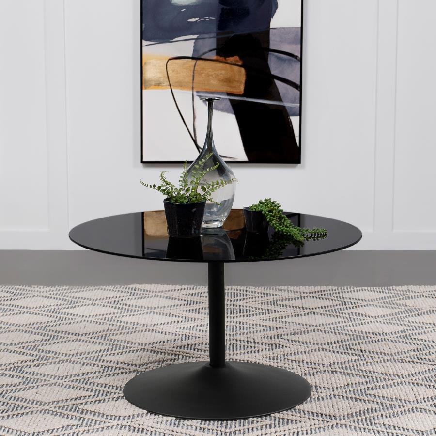 Ganso Round Metal Coffee Table With Tempered Glass Top Black - 709688