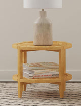 Camillo Round Solid Wood Side End Table Maple Brown - 709697
