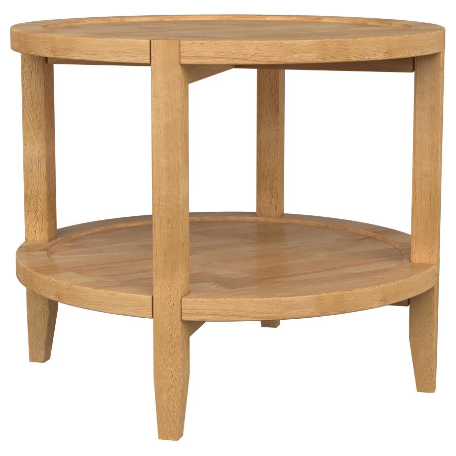 Camillo Round Solid Wood Side End Table Maple Brown - 709697