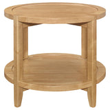 Camillo Round Solid Wood Side End Table Maple Brown - 709697