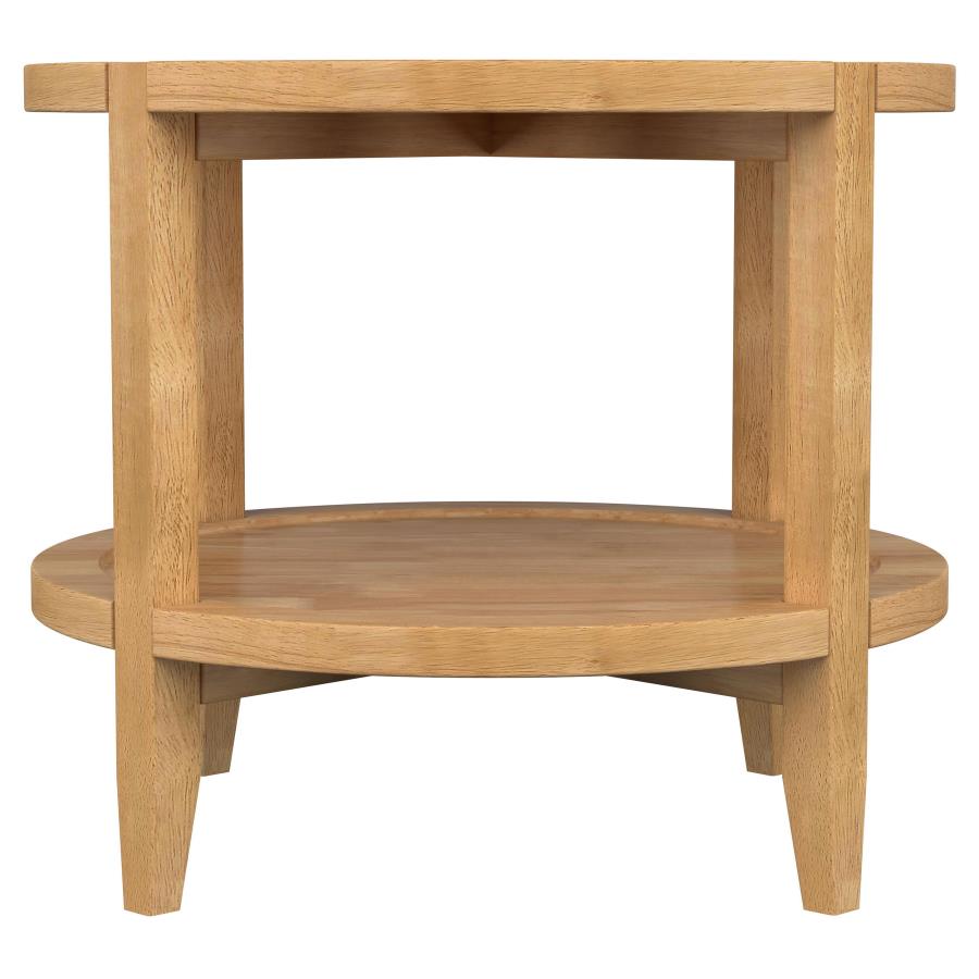Camillo Round Solid Wood Side End Table Maple Brown - 709697