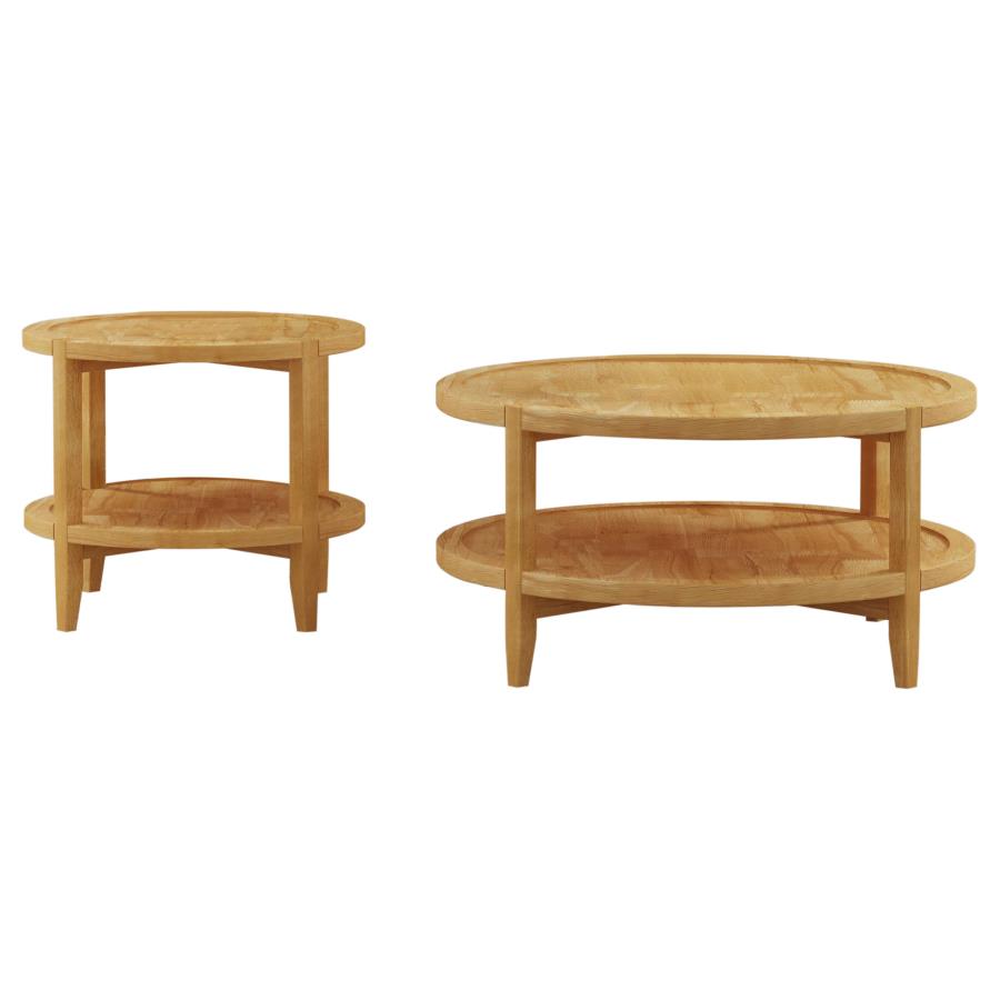 Camillo 2-piece Round Coffee and End Table Set Maple - 709698-S2