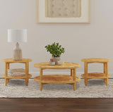 Camillo 3-piece Round Coffee and End Table Set Maple - 709698-S3