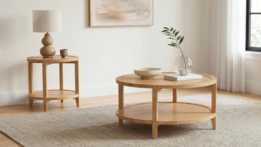Camillo Round Solid Wood Coffee Table Maple Brown - 709698