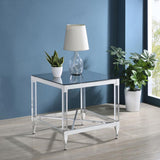 Lindley Square Tempered Mirror Acrylic Side End Table Chrome - 709727